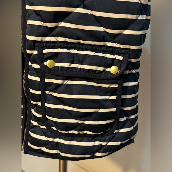 Small down filled feather puffer vest j crew blue white striped Vest Quilted - Picture 7 of 11